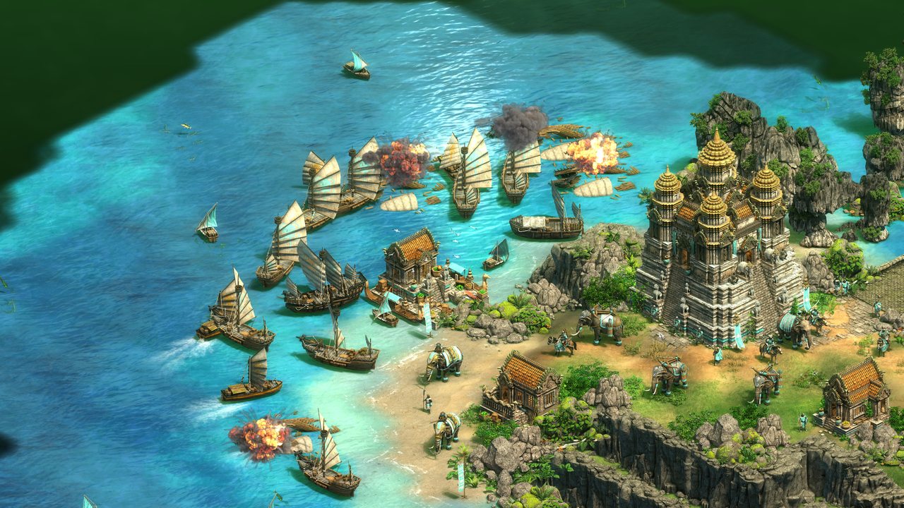 Ships around a tropical island