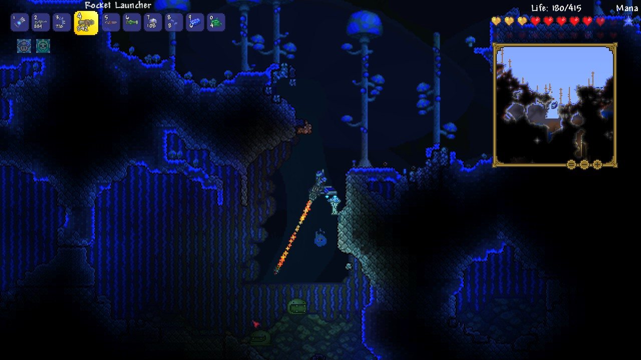 Glowing blue caverns
