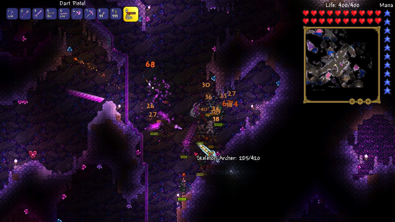 A purple, corrupted biome